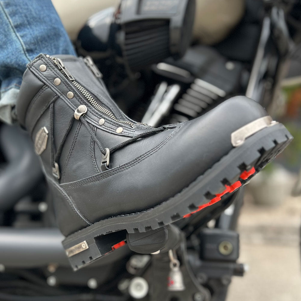 These motorcycle leather boots are crafted for the discerning rider who demands both style and functionality. Built to withstand the rigors of the open road while providing unparalleled comfort, they are a testament to quality craftsmanship and modern design.