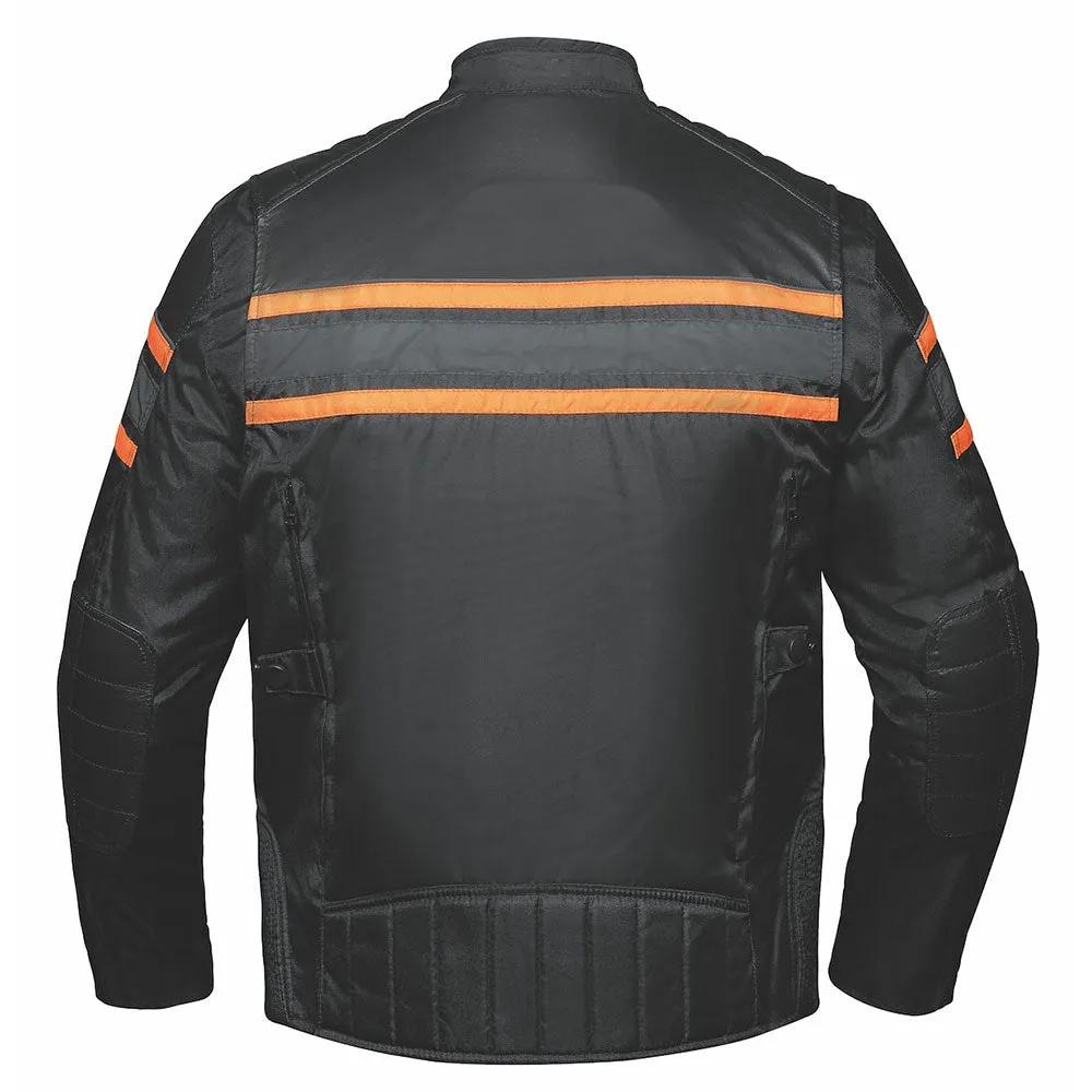 Crafted from a blend of textile and cowhide leather, this jacket is designed for functionality and safety. It features removable armor in critical areas like the back, elbows, and shoulders, providing protection without compromising comfort