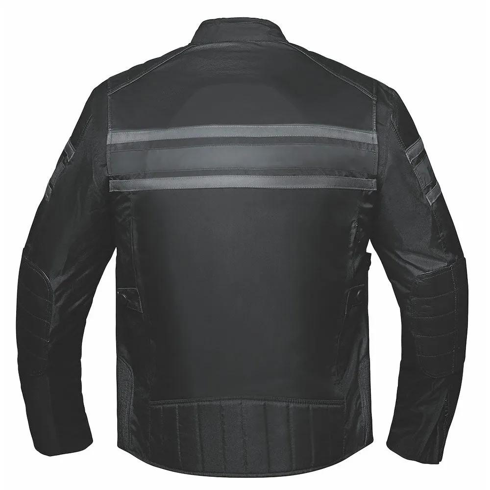 Crafted from a combination of textile and cowhide leather, this jacket is designed to offer durability and comfort in various environments. It features removable armor in the back, elbows, and shoulders for enhanced protection, making it ideal for motorcycle riders and outdoor enthusiasts.