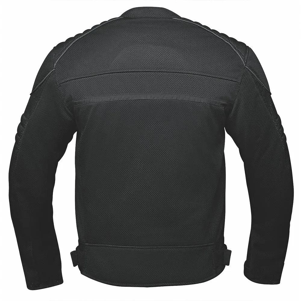 . Crafted from durable textile mesh, this jacket offers breathability and flexibility, making it suitable for various weather conditions and extended rides. It includes removable armor in the shoulders and elbows for impact protection, ensuring rider safety