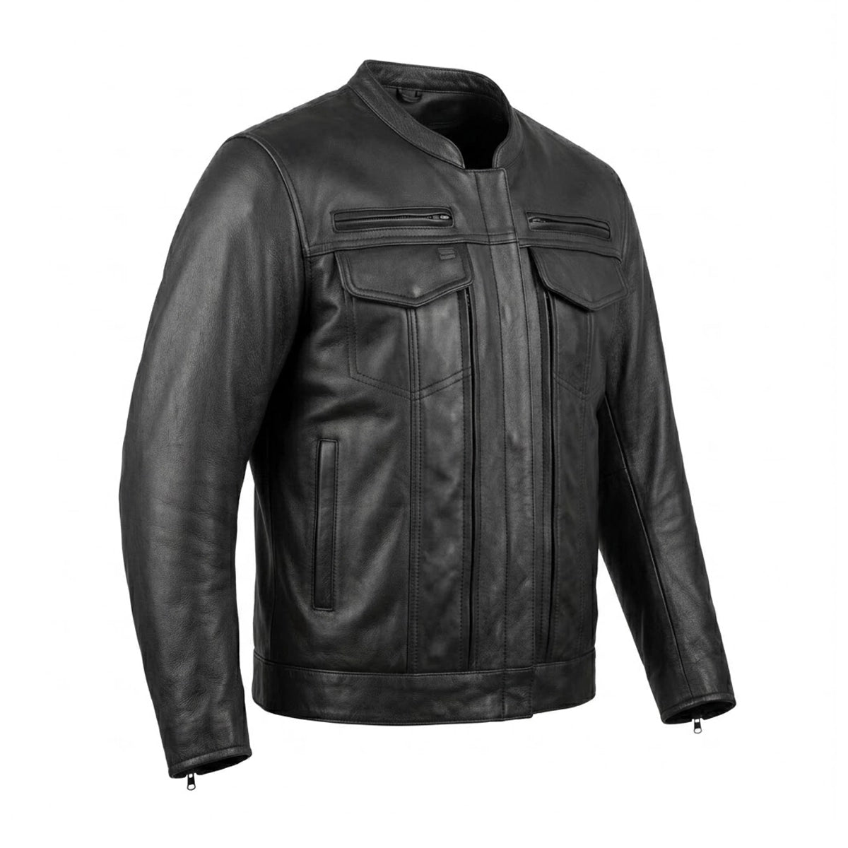 Rampage Men's Naked Cowhide Leather Motorcycle Jacket