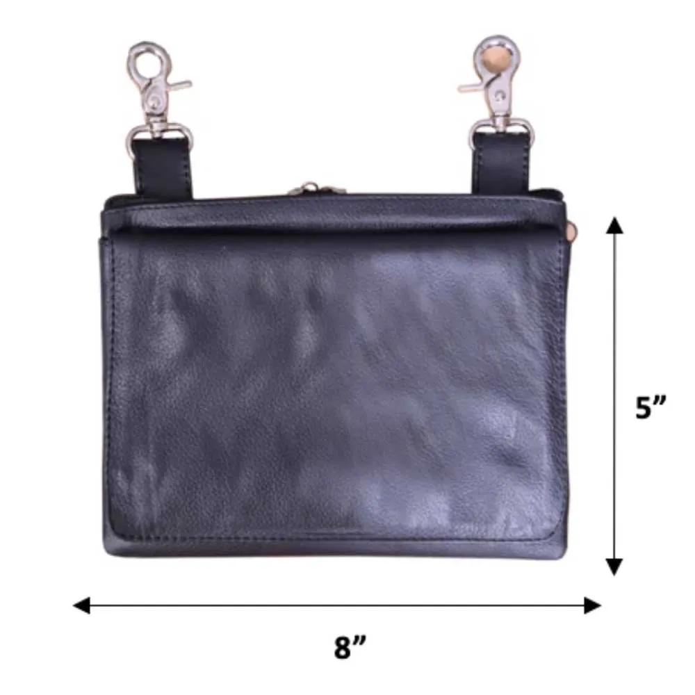 Elevate your riding gear with the Ladies Leather Clip-On Bag from Unik, meticulously crafted from luxurious cowhide leather.