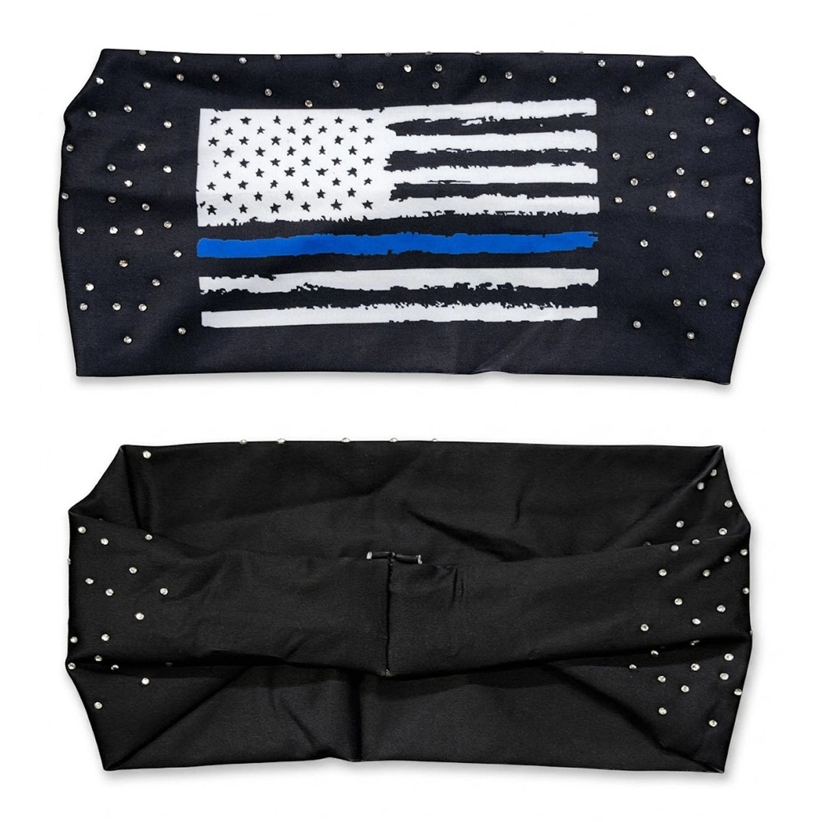 Ladies Headband with a Distinctive Blue Line Flag Liner