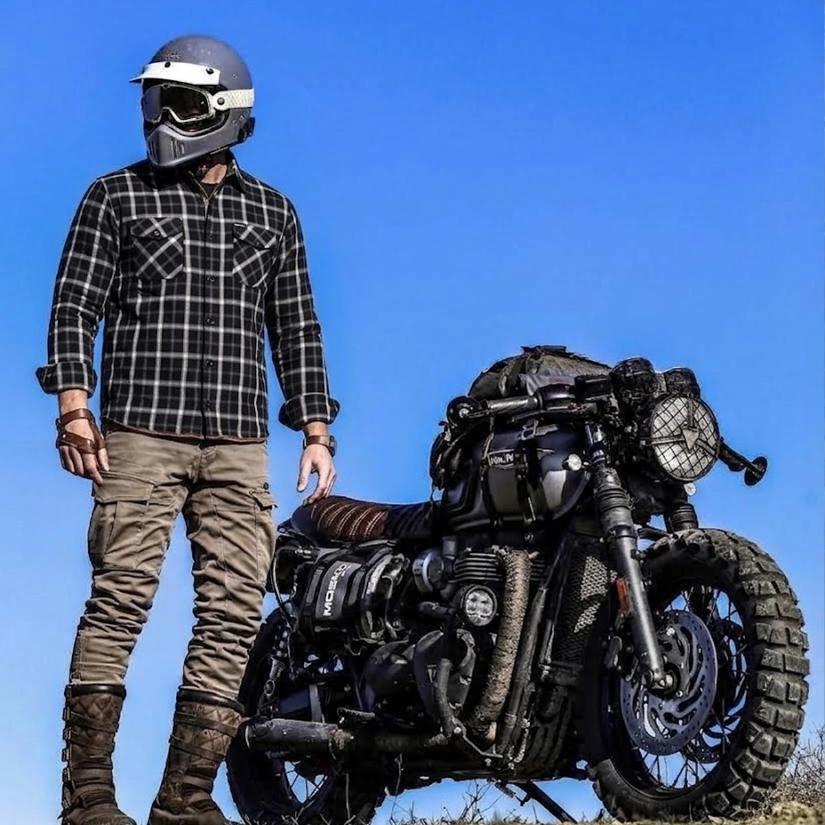 Iron Oak - Men's Long Sleeve Motorcycle Flannel Shirt