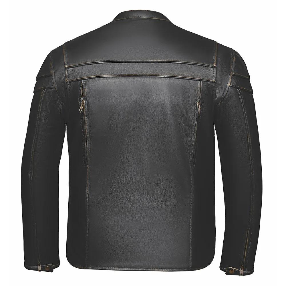 Style 6037 is a Men's Ultra Leather Jacket by Unik Ultra in Distressed Brown and it offers a blend of rugged style with practical features for everyday wear.