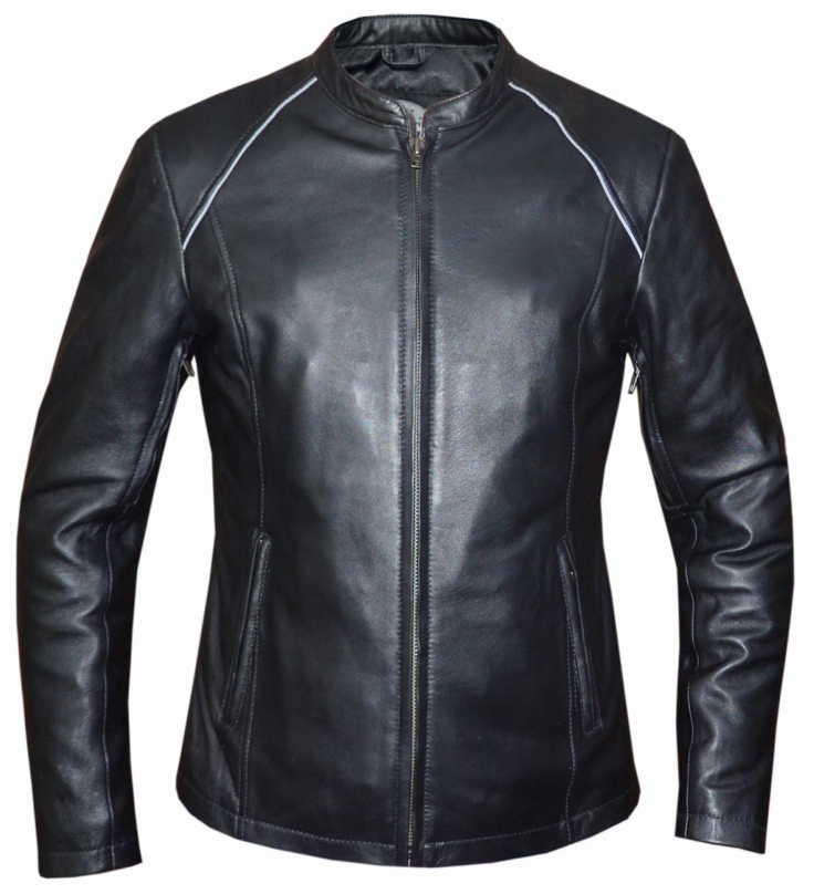 Black leather jacket on a white background