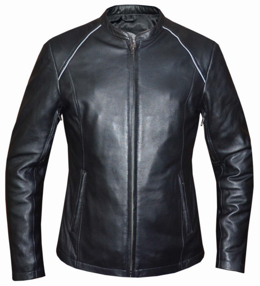 Black leather jacket on a white background