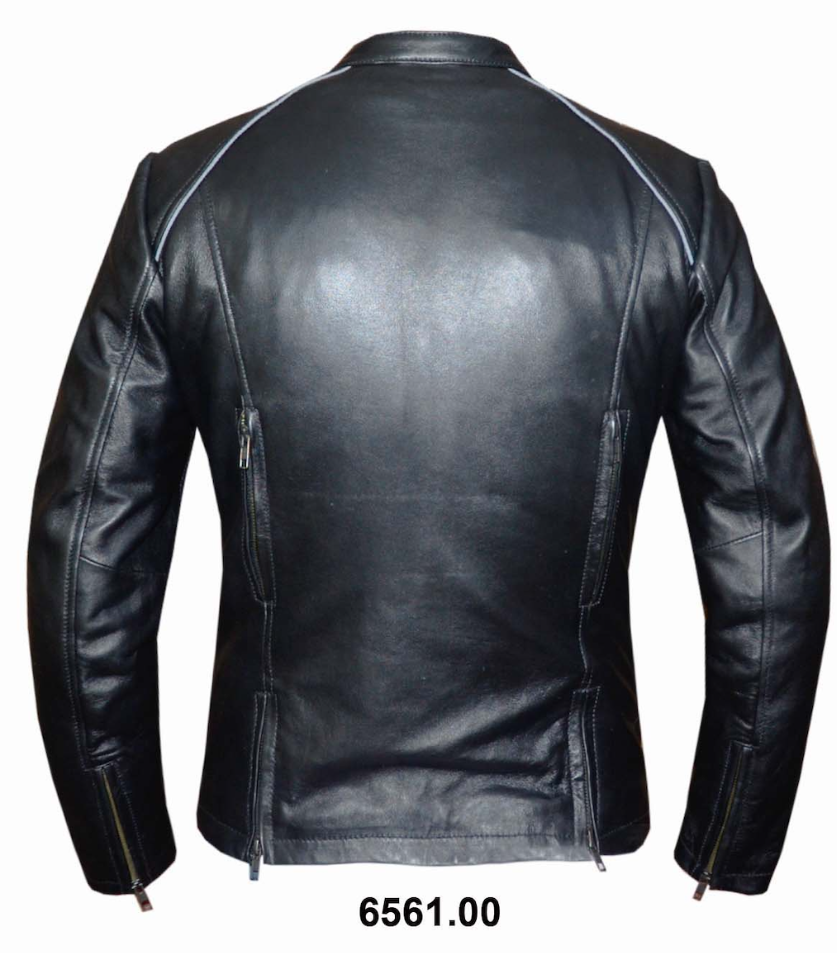 Black leather jacket on a white background