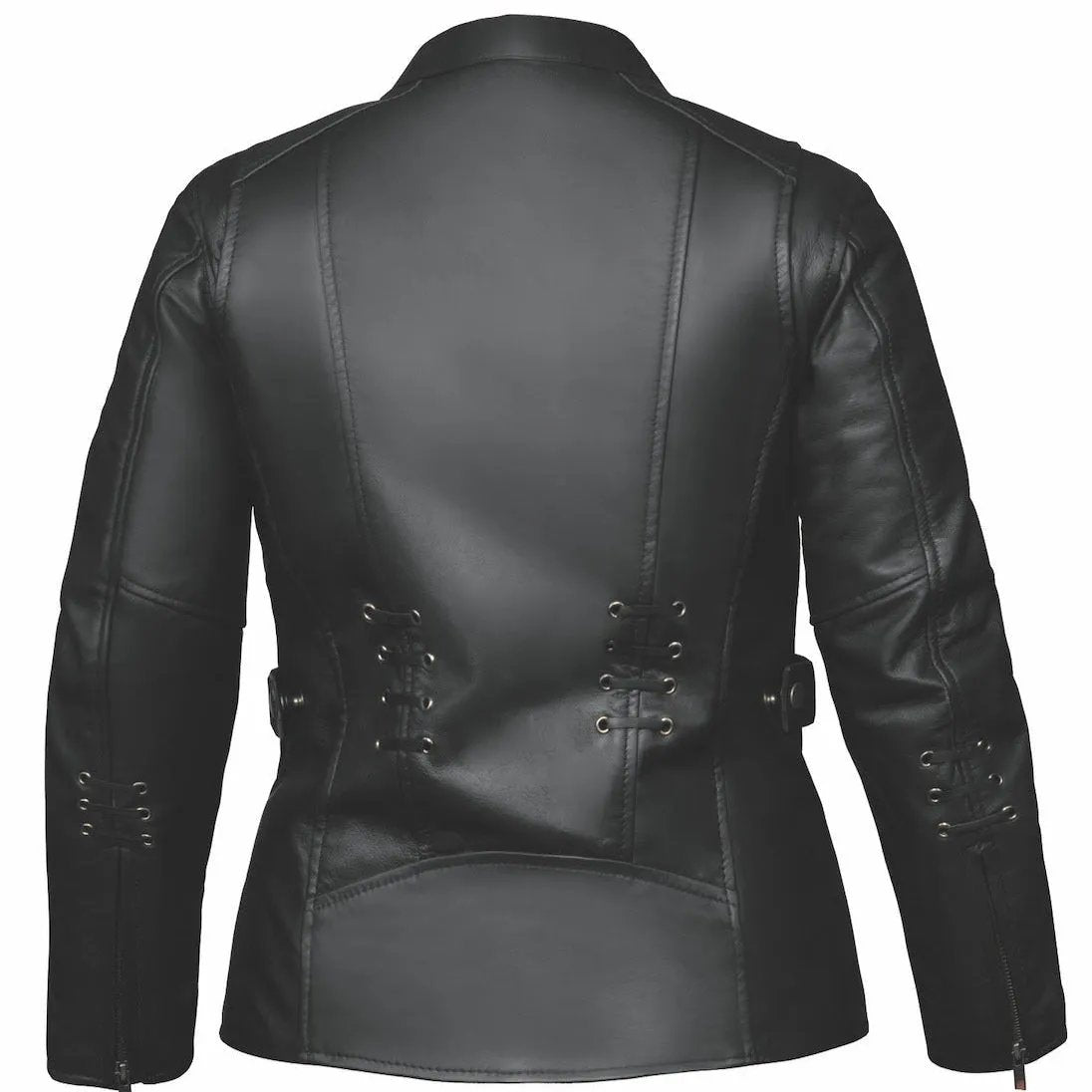 . Crafted from luxurious lambskin leather in classic black, this jacket combines modern design elements with timeless style, making it an essential piece for your wardrobe