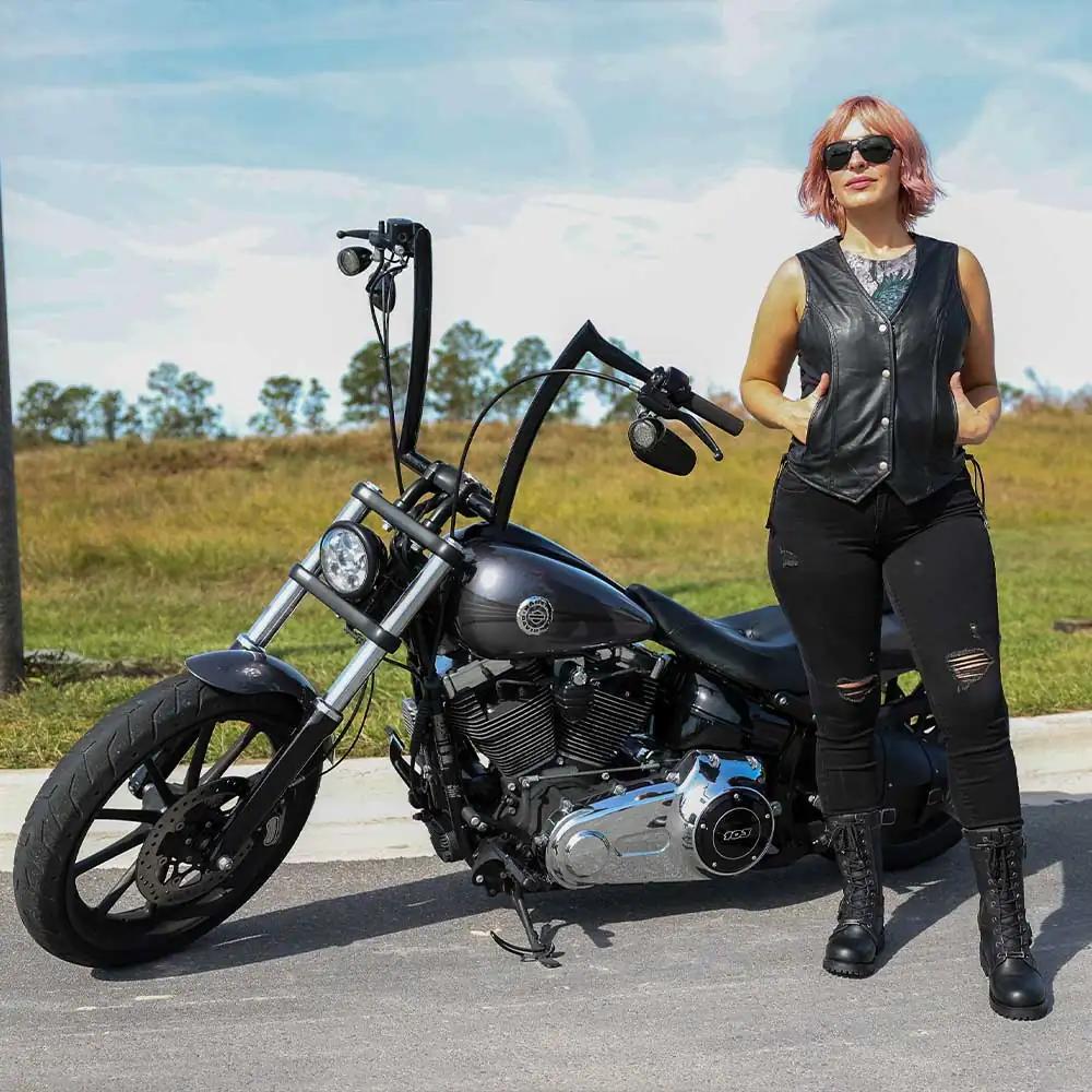 Style # 6897.00 embodies classic sophistication in a ladies' premium traditional vest, crafted from luxurious lambskin leather. 