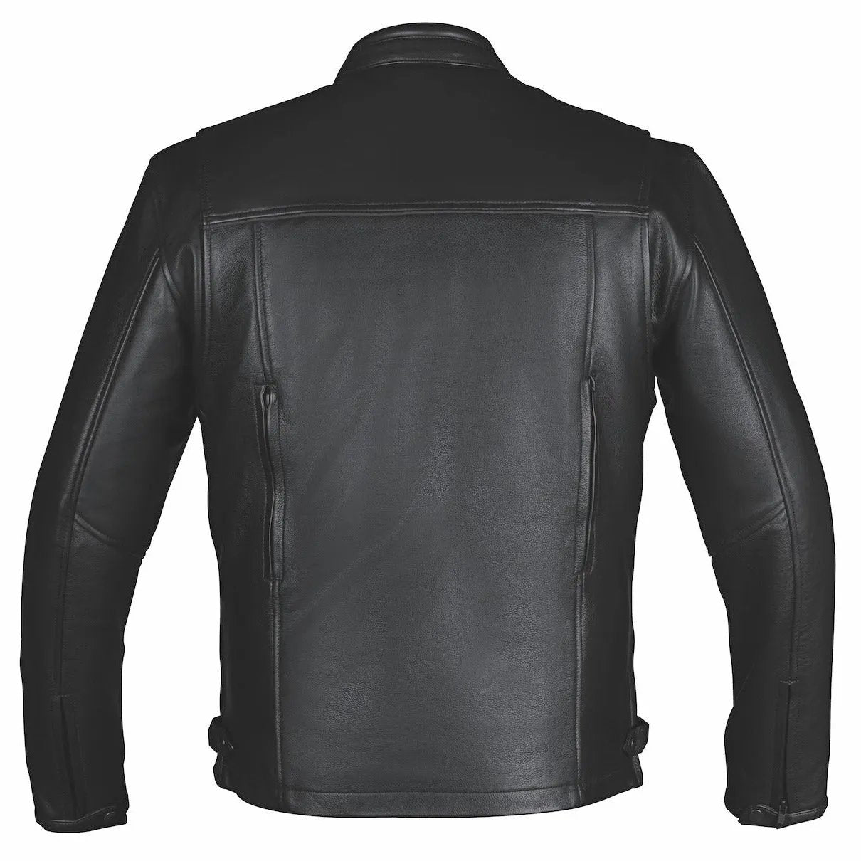 Crafted from durable cowhide leather in classic black, this jacket combines practical design with a sleek aesthetic, making it an essential piece for everyday wear and outdoor adventures.