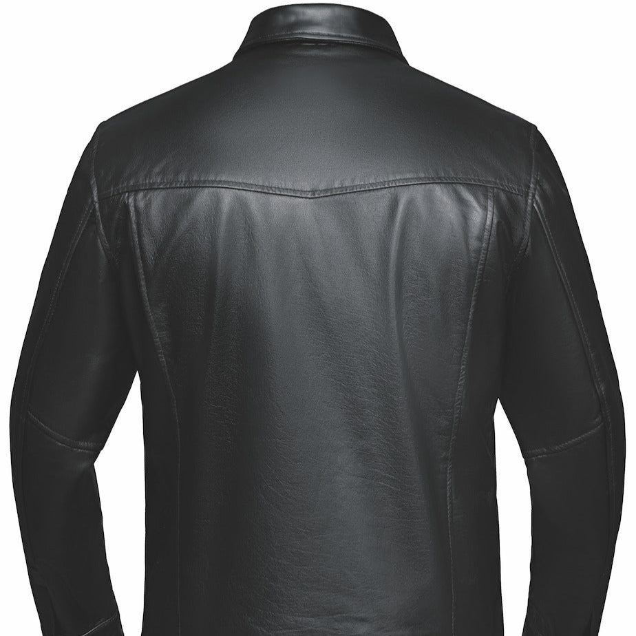  Crafted from durable buffalo leather in sleek black, this jacket blends classic style with practical features, making it a versatile choice for both casual and formal occasions