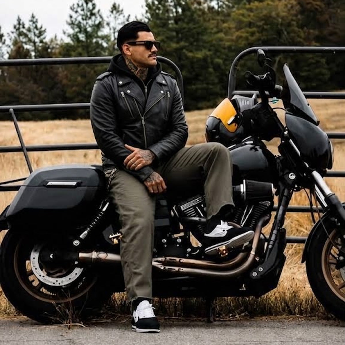 Shadow - Men's Lambskin Leather Motorcycle Jacket