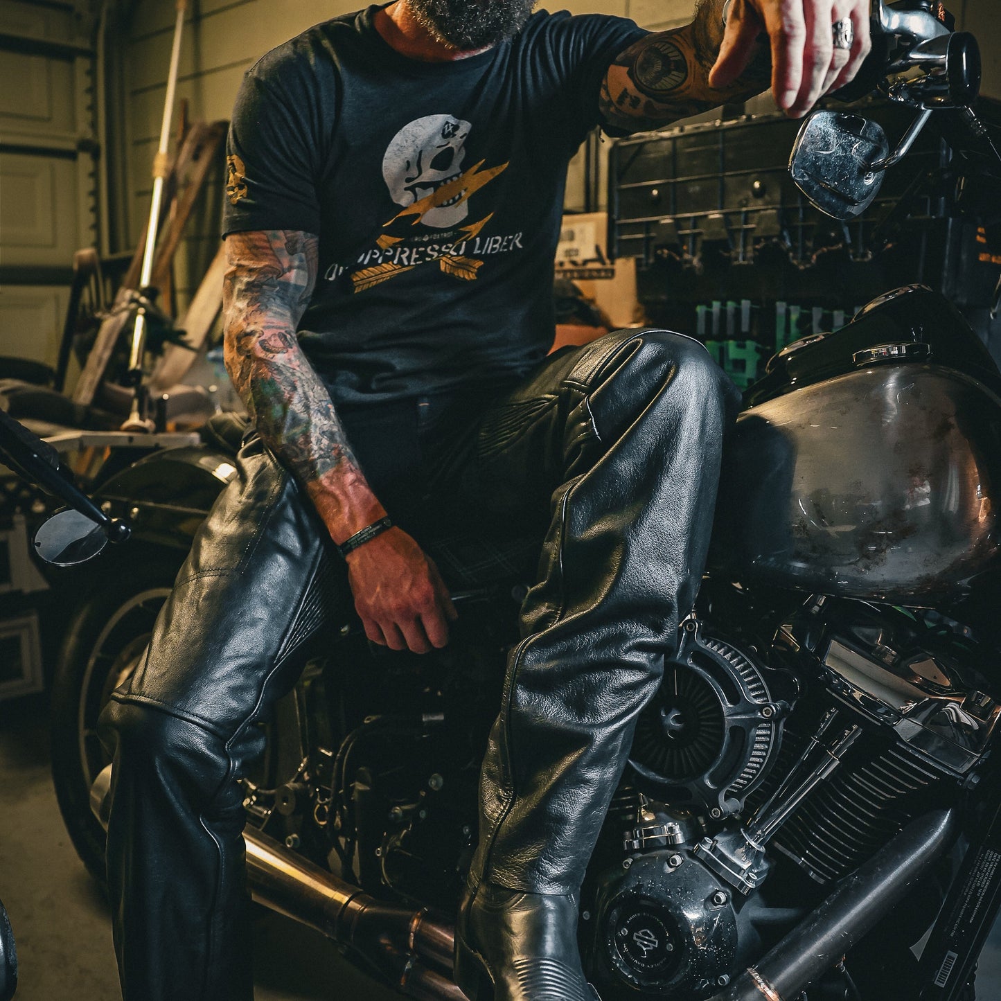 Unik Premium leather chaps designed for durability and style. With reinforced stitching, silver hardware, and an adjustable fit, these chaps are ideal for bikers