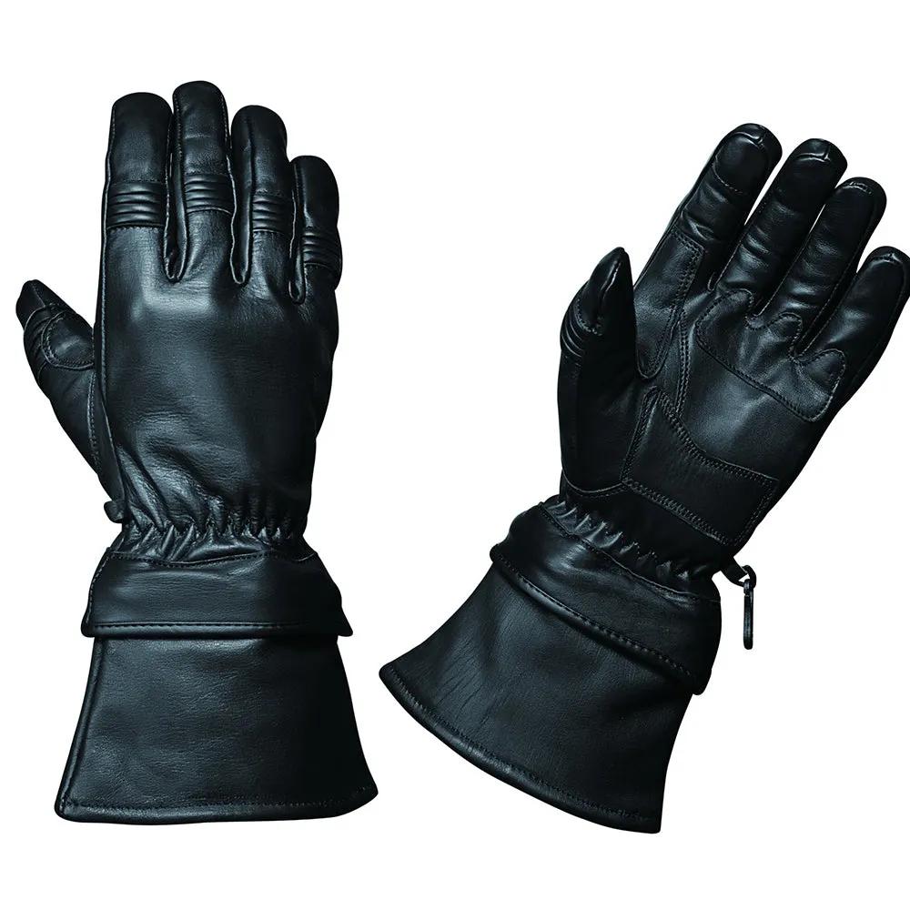 Crafted from premium cowhide leather, they feature a full gauntlet design for extended coverage.