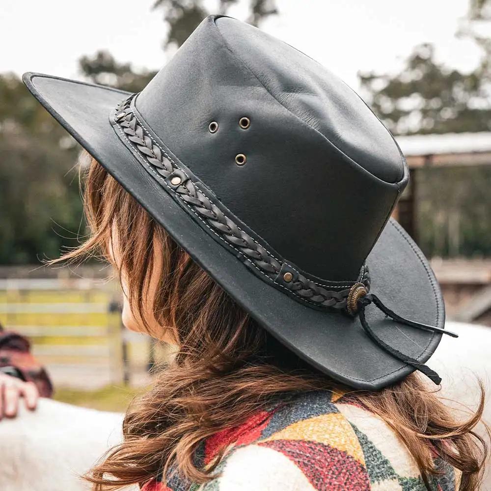 Embrace rugged elegance with the Premium Cowhide Leather Cowboy Hat, designed to combine classic Western style with modern craftsmanship.