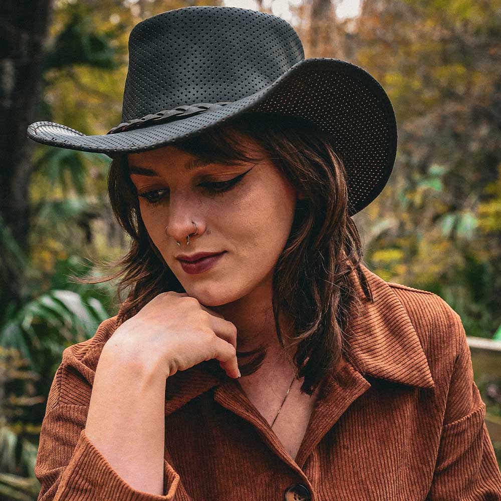 Embrace rugged elegance with the Men's Premium Cowhide Leather Cowboy Hat, designed to combine classic Western style with modern craftsmanship