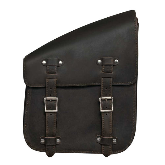 Crafted from cowhide leather in a distressed brown finish, it exudes a timeless appeal suitable for motorcycle enthusiasts seeking both functionality and aesthetics.