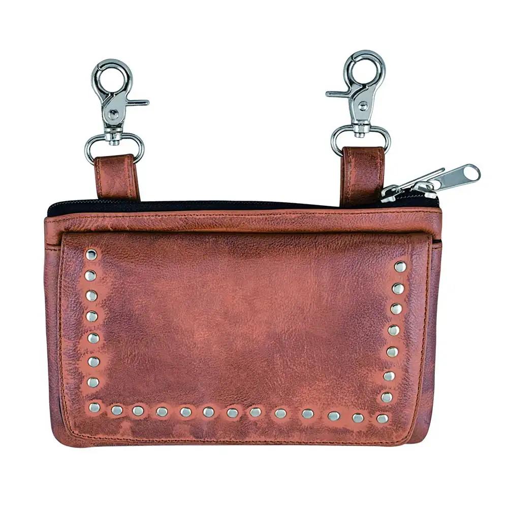 Elevate your riding gear with the Ladies Leather Clip-On Bag from Unik, meticulously crafted from luxurious cowhide leather.