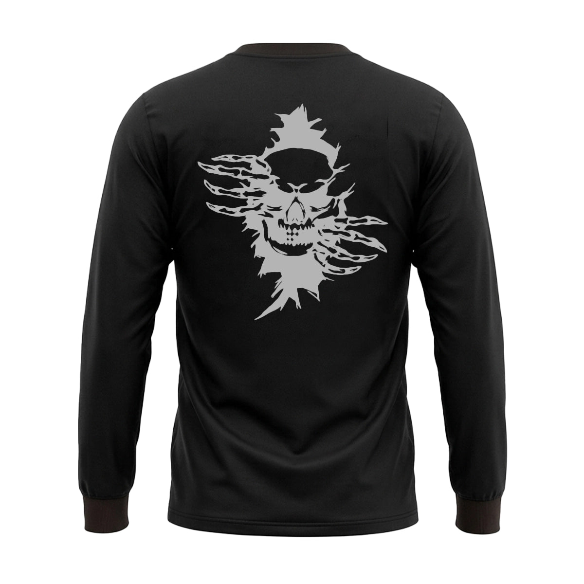 Men's Black Long Sleeve T-Shirt with Skull Graphic Print