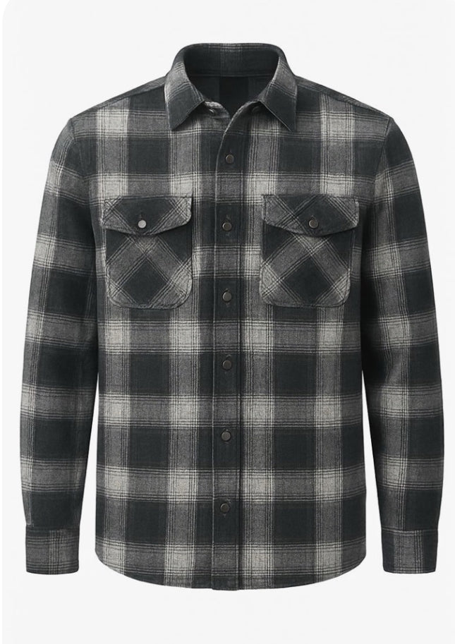 Black and grey plaid shirt for men