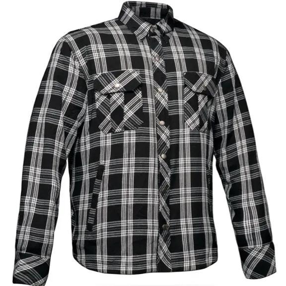 Black and white plaid shirt with front pockets