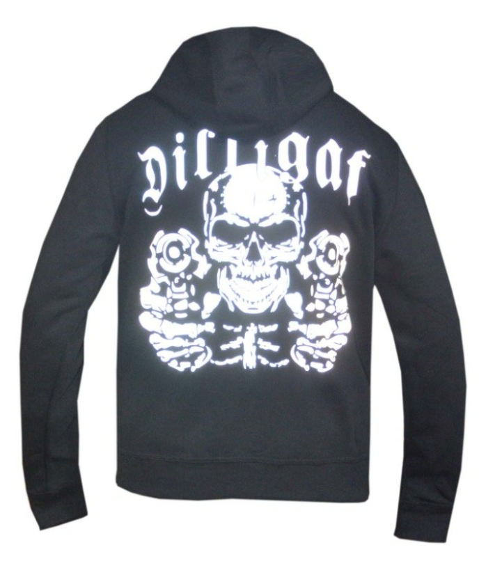 Black hoodie with crossbones and guns