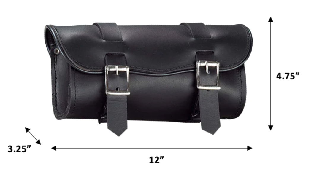 small black leather bag with size 