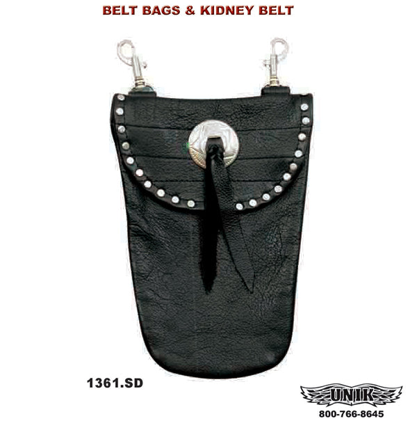 Black leather belt bag 