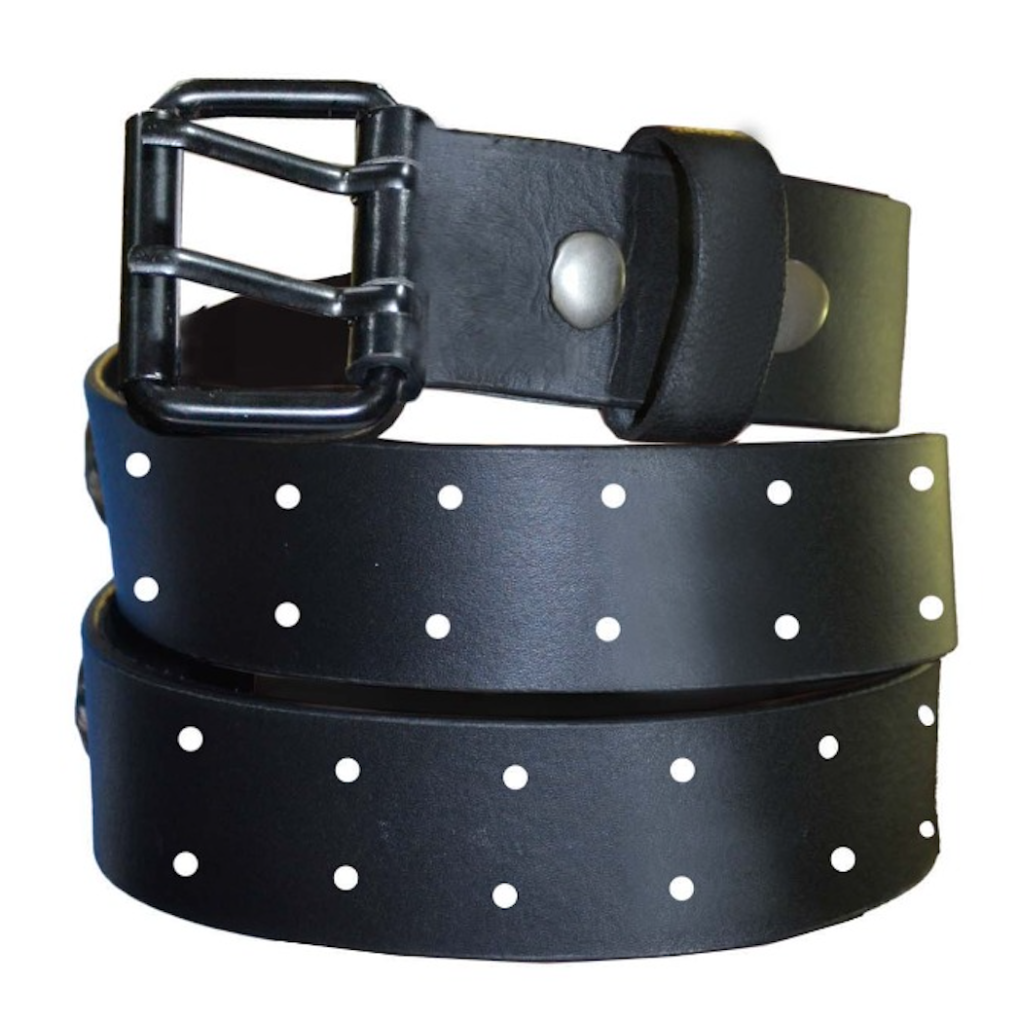 black leather belt with buckle