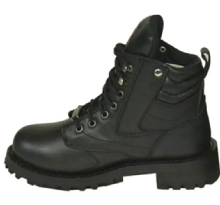 black leather boot with bikers