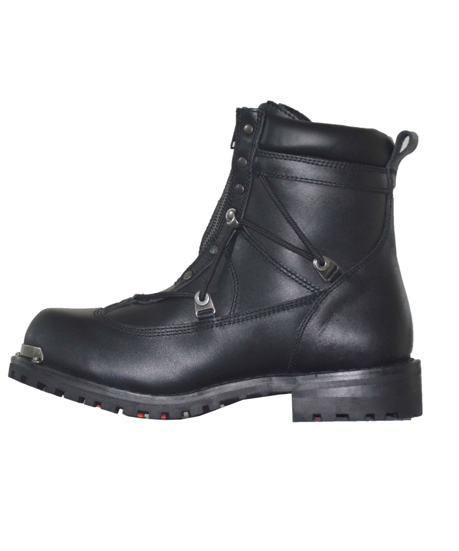 black leather boot with lace closure