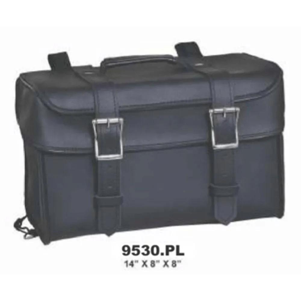 Black leather briefcase with buckles