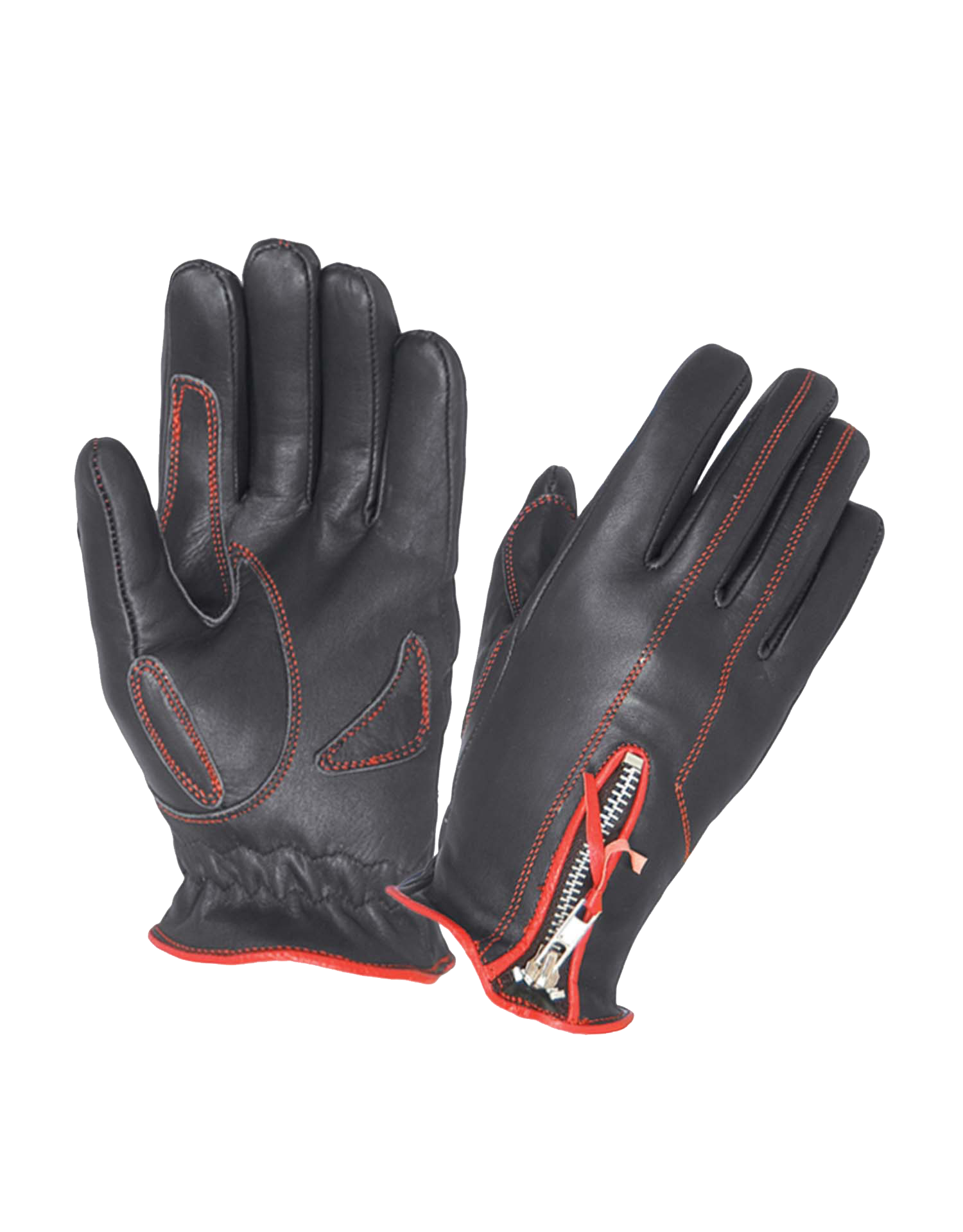 leather gloves with zipper closeup