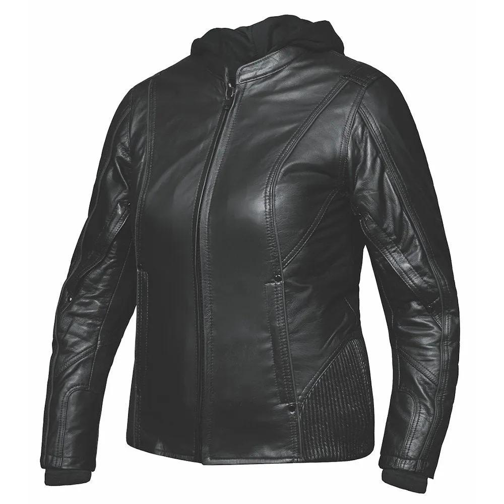 Black leather jacket for woman