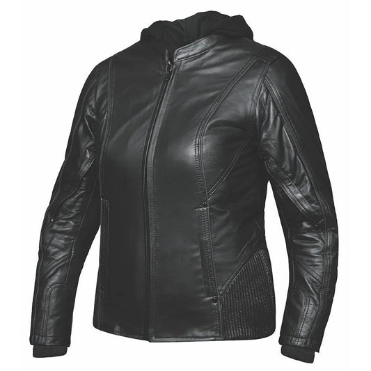 Black leather jacket for woman
