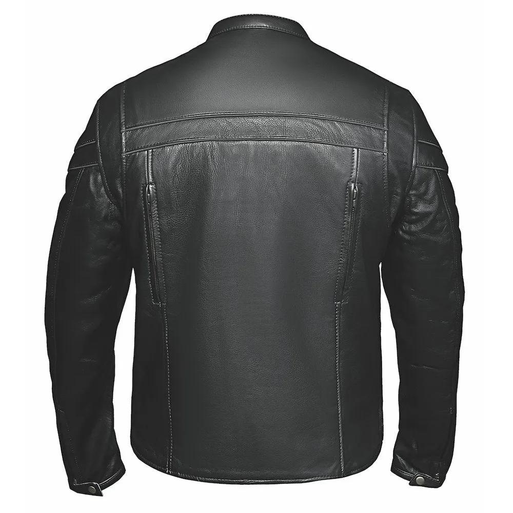Black leather jacket with back zippers