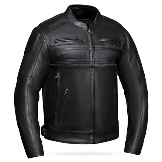 Black leather jacket with two side zippers