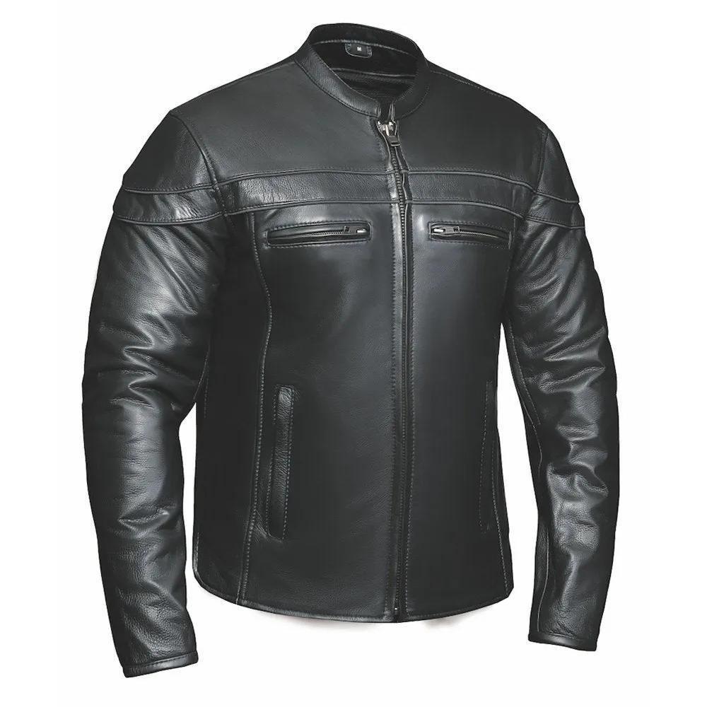 zipper pockets leather jacket
