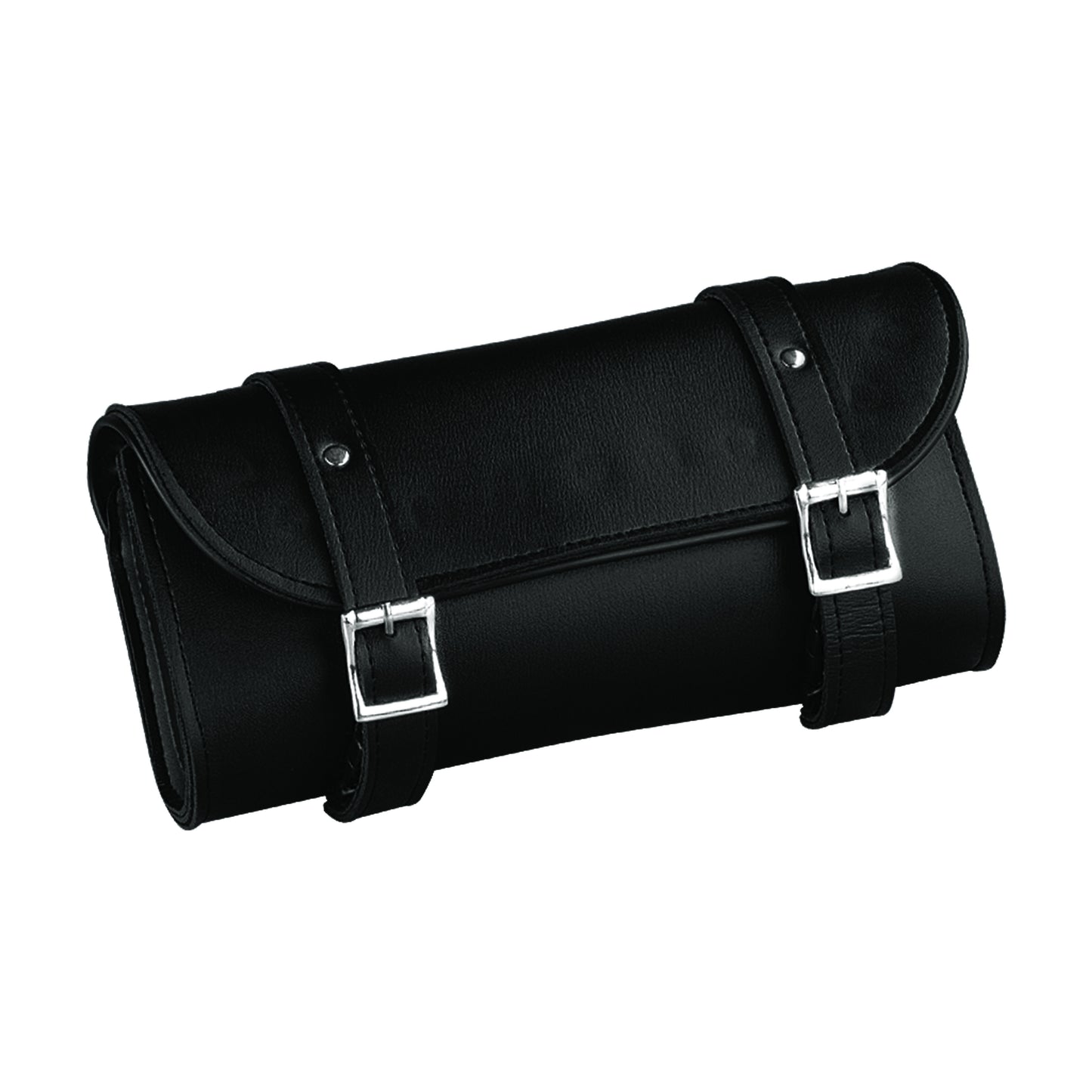 Black leather roll bag for motorcycle riding