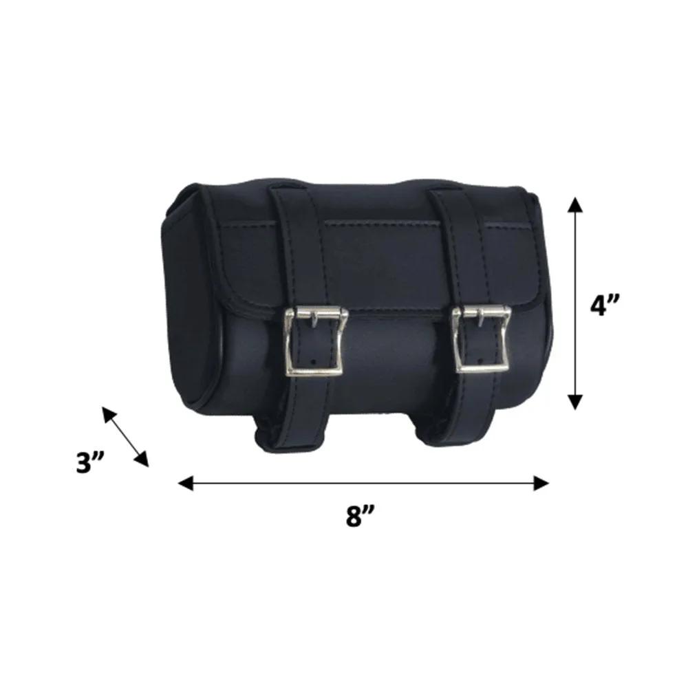Black leather saddlebag for attachment