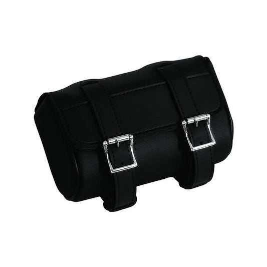 Black leather saddlebag in hide