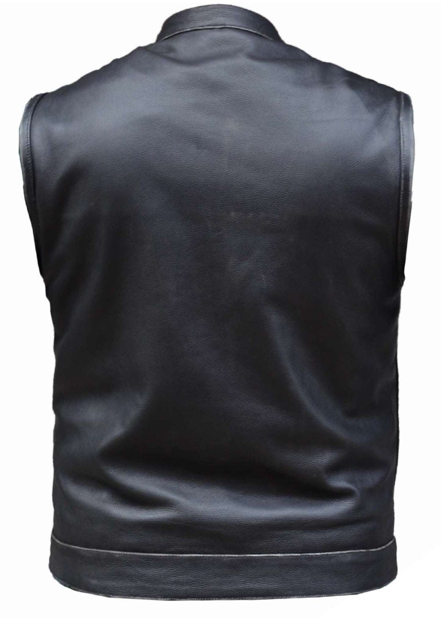black leather vest from back
