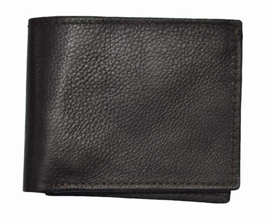 Black leather wallet with texture