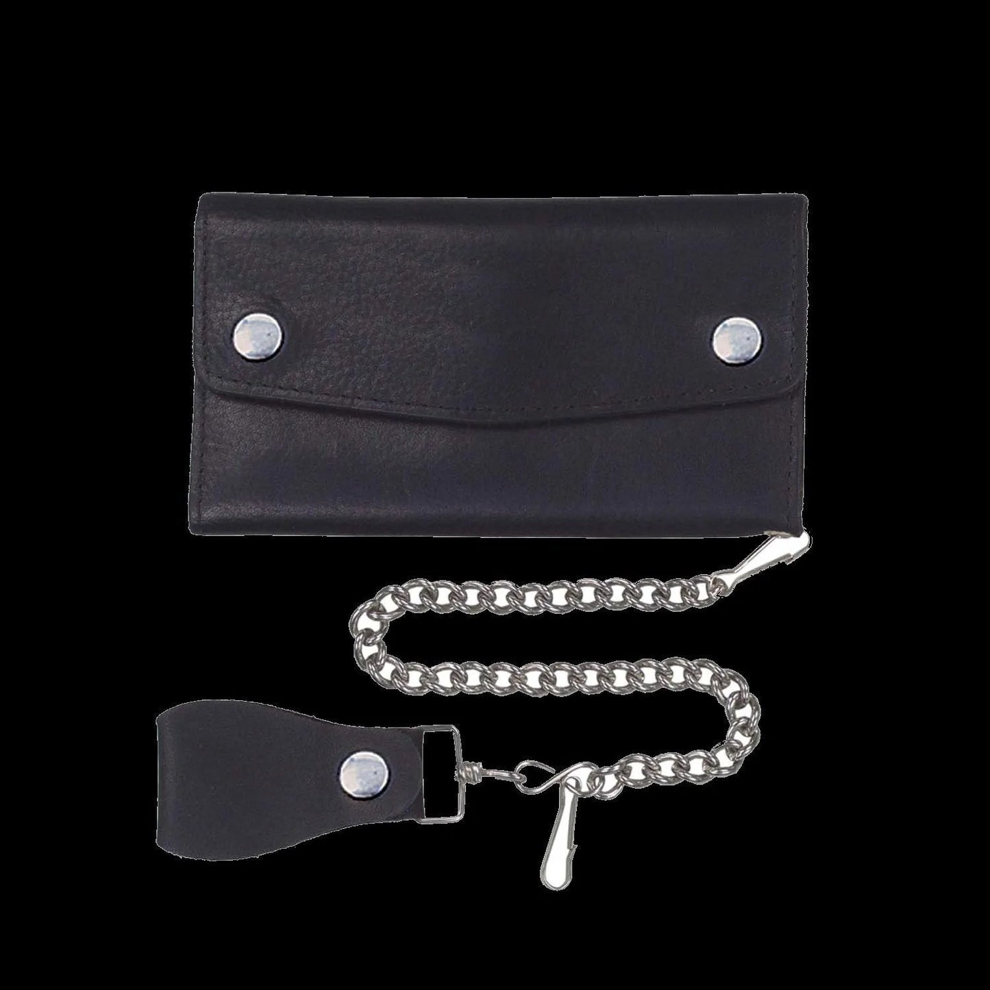Black leather wallet with chain