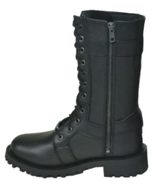 Black long boot with laces 