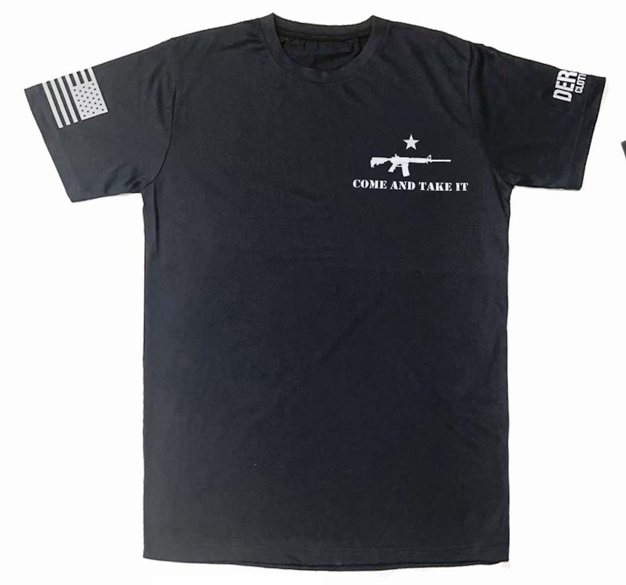 Black t-shirt with text