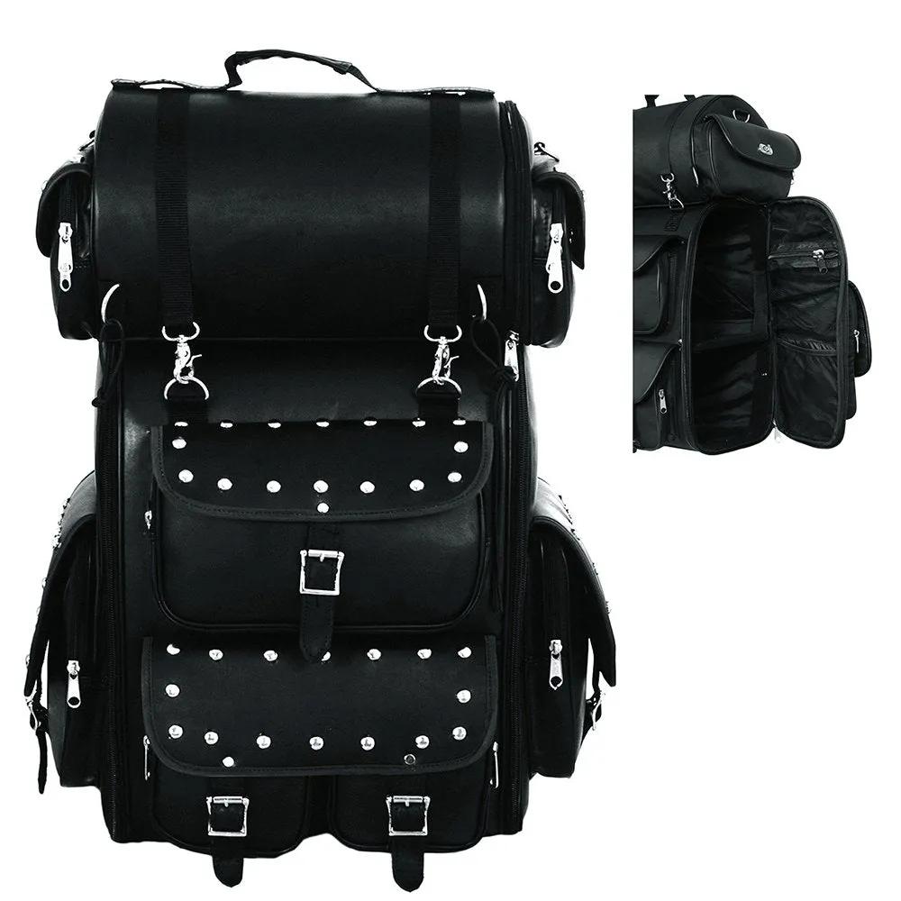 Black backpack with studs and zippers