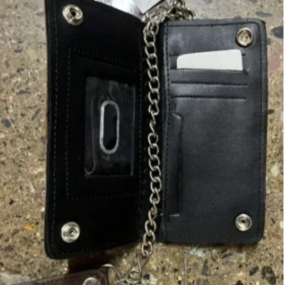Black wallet with chain and id slot