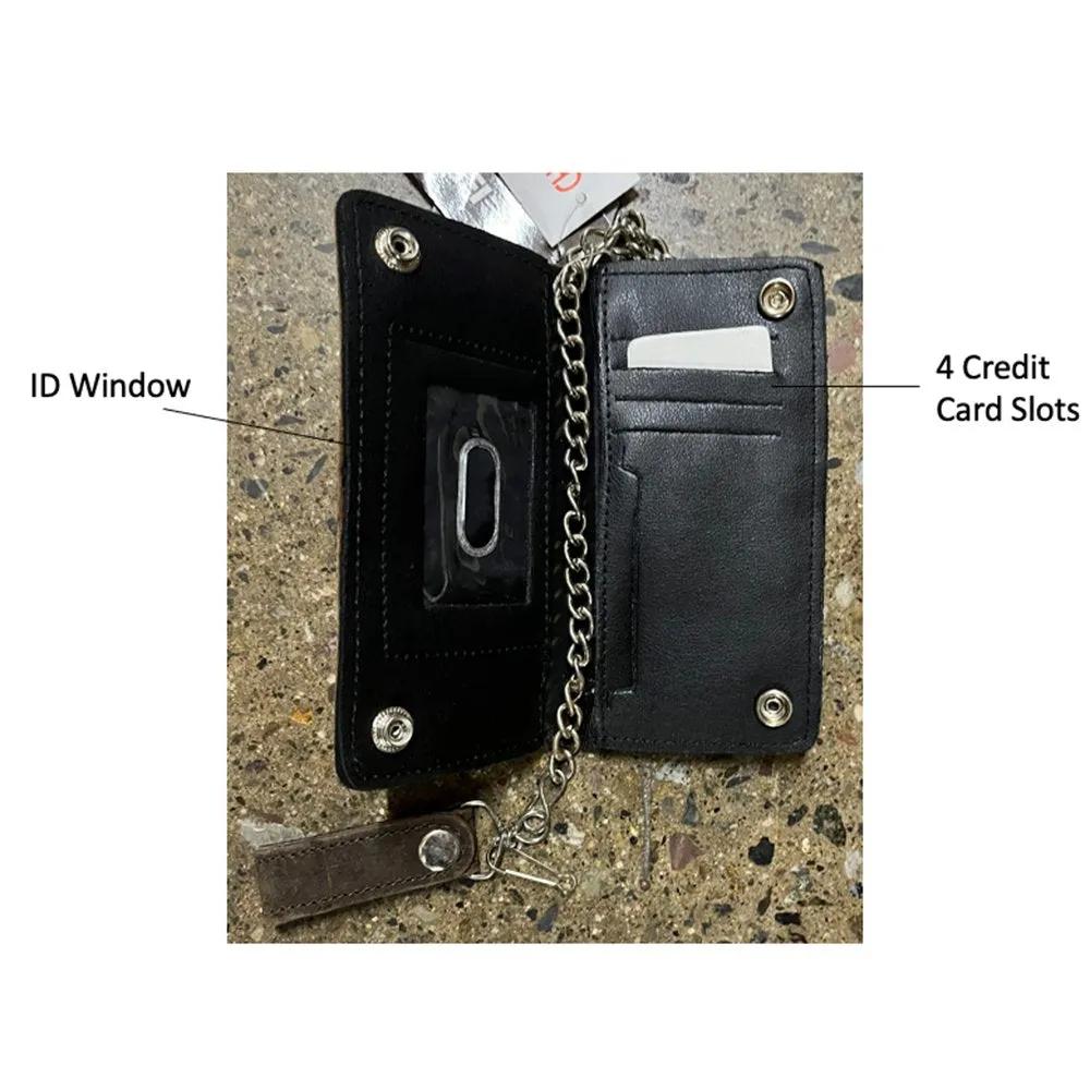 Black wallet for ID window and credit card slots.